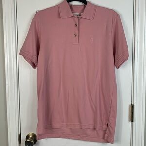 IZOD rose colored short sleeved golf polo shirt size small. 100% cotton.